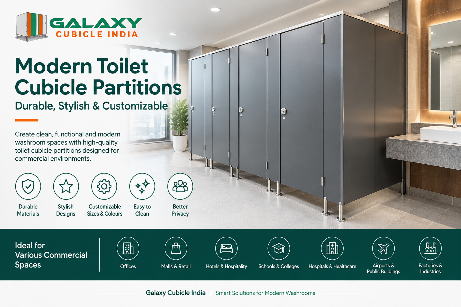 Modern Toilet Cubicle Partitions - Durable, Stylish & Customizable