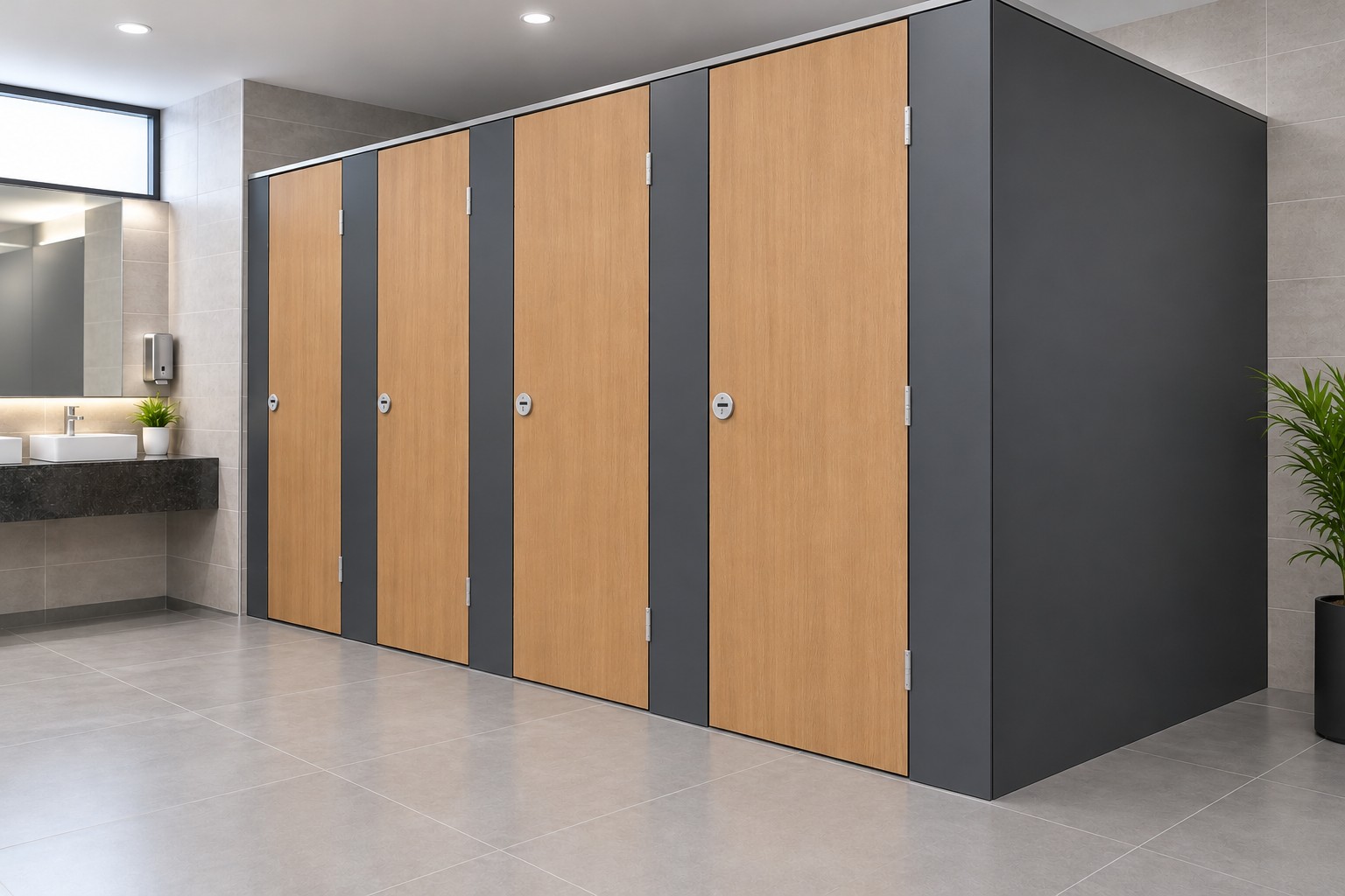 Toilet partition in Dehradun – HPL compact laminate partition