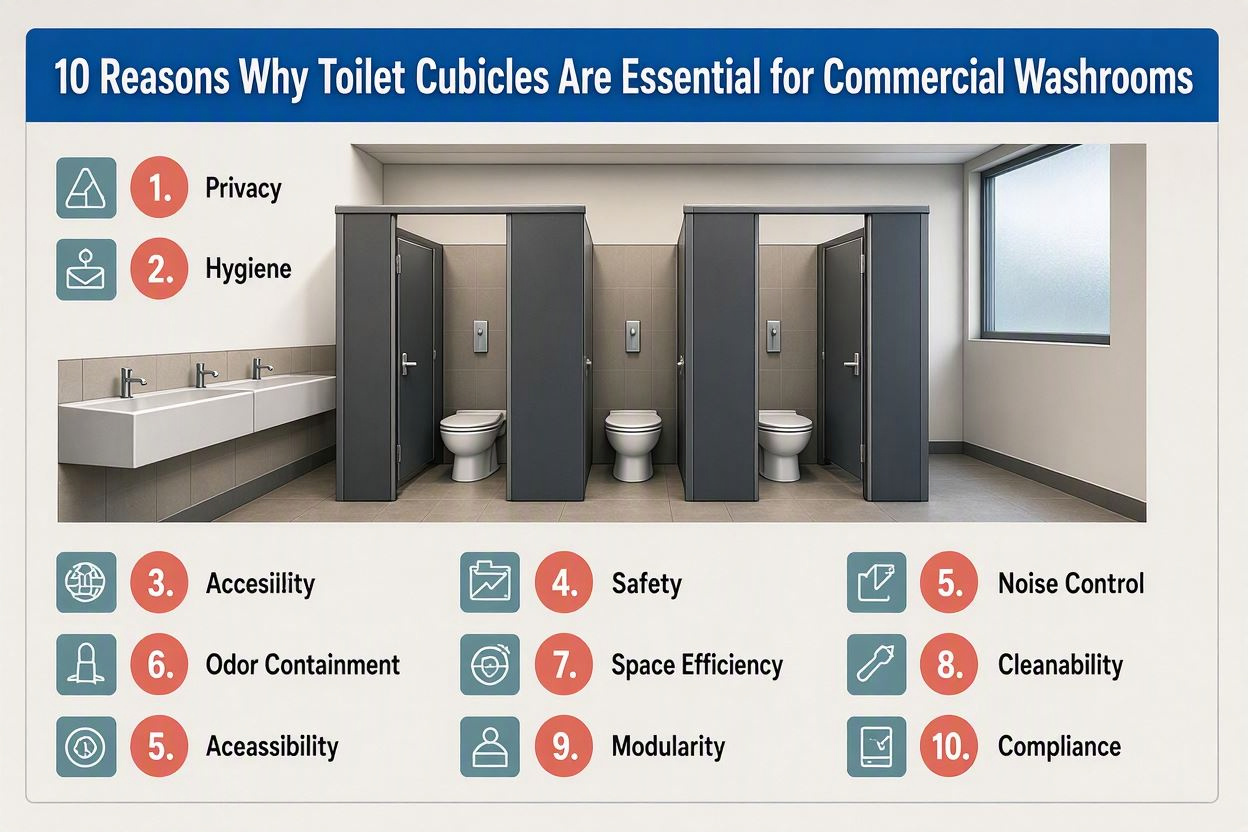 Modern toilet cubicle design for commercial space